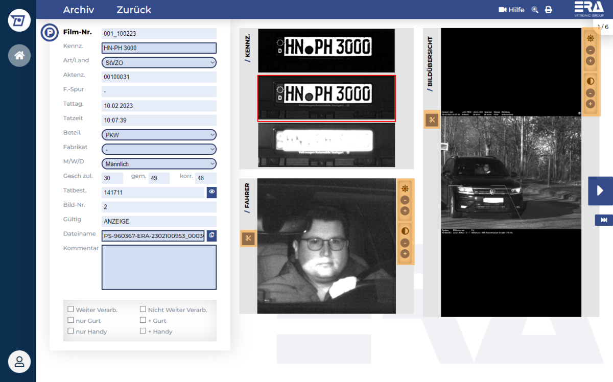 Screenshot des Prüfmodus von VAWeb