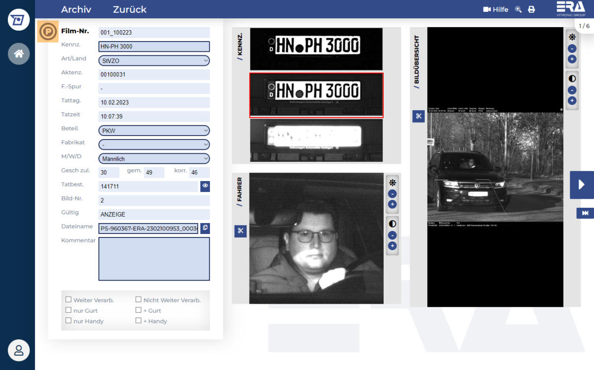 Screenshot des Prüfmodus von VAWeb