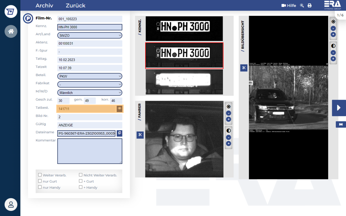 Screenshot des Prüfmodus von VAWeb