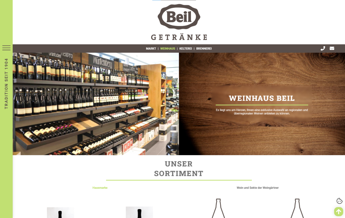 Screenshot der Beil-Fruchtsaft Weinhausseite